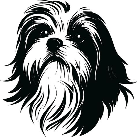 Animal Stencil Art, Shih Tzu Grooming, Cute Logo, Animal Stencil, Tree Saw, Silhouette Stencil, Shih Tzu Dog, Dog Cute, Stencil Crafts