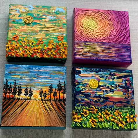 Textured acrylic painting techniques on canvas Textured acrylic painting tutorial Texture medium for acrylic painting Textured canvas painting Palette knife landscape painting Palette knife floral painting Palette knife painting flowers Original paintings for sale Canada Original paintings online ideas Impasto texture knife painting Impasto flower painting Impasto acrylic knife painting Mini canvas paintings Miniature painting techniques Mini canvas painting ideas Small canvas painting ideas Acrylic Knife Painting Ideas, Palette Knife Landscape Paintings, Palette Knife Painting Ideas, Mini Canvas Texture Painting, Textured Acrylic Painting Tutorials, 4 Small Canvas Painting Ideas, Miniature Acrylic Paintings, Easy Palette Knife Painting, Impasto Painting Ideas