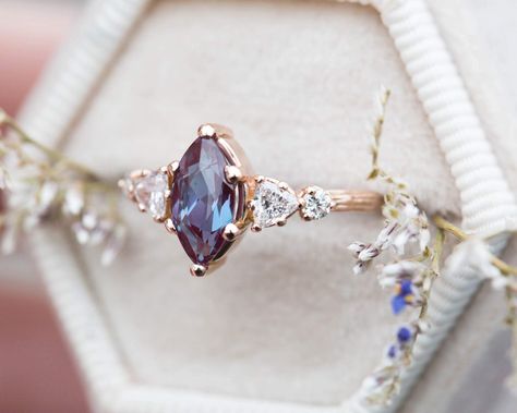 Flower Engagement Ring, Alexandrite Engagement Ring, Alexandrite Ring, Perfect Picnic, Cluster Engagement Ring, Pear Engagement Ring, Morganite Engagement Ring, Three Stone Engagement, Morganite Ring