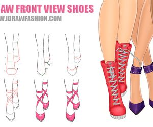 Front View Shoes, How To Draw Heels, How To Draw Shoes, I Draw Fashion, Shoe Drawings, Feet Drawing, Draw Fashion, Self Defense Moves, Fashion Illustration Sketches Dresses