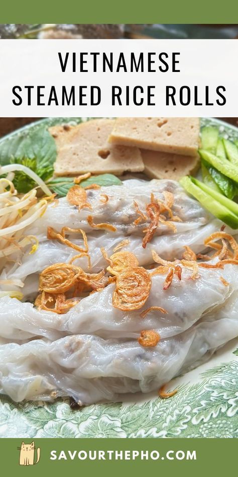 Vietnamese steamed rice rolls (Bánh Cuốn) Banh Cuon Recipe, Pork And Mushrooms, Steamed Rice Rolls, Fresh Spring Rolls Recipe, Food Cart Ideas, Vietnamese Pancakes, Banh Cuon, Cheong Fun, Nuoc Mam