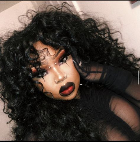 Simple Goth Look Makeup, Black Emo Baddie, Goth Glam Makeup Black Women, Goth Valentine’s Day Makeup, Gothic Makeup Black Women, Glam Witch Makeup Halloween, Black Women Vampire, Black And Red Makeup Looks Gothic, Afro Goth Makeup