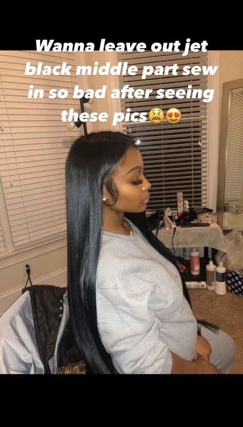 30 Inch Quick Weave Middle Part, 40 Inch Sew In, 32 Inch Bussdown Middle Part, Middle Part Jet Black Sew In, Straight Quick Weave Hairstyles Middle Part, Buss Down Middle Part Sew In, Jet Black Sew In Weave Middle Part, Middle Part With Leave Out, Side Part See In