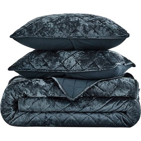 Rosdorf Park Annita Solid Faux Silk Velvet Romantic Western 3 Piece Duvet Cover Set | Wayfair Velvet Bedding, Bedroom Vibes, Flannel Duvet Cover, Box Stitch, Velvet Quilt, Velvet Bed, Visual Texture, Twin Quilt, Lightweight Comforter