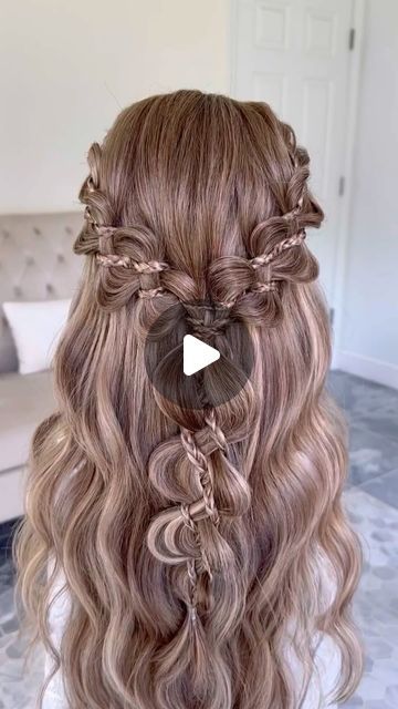 Sandra Monzon-Atlanta Ga Bridal Hairstylist on Instagram: "Quick video of this Beautiful and unique half up/half down Hairstyle, I hope you like it 🫶🏽  Mannequin head “Sofia” from my @sandimonzonshop use code SANDI15 before checkout 🛒  To tame the frizz I used the Styling cream “Smoothing Cream” by @aiirprofessional  To keep everything in place I used the “Soft Finishing Hairspray” by @pureology   To achieve this look, I added hair extensions*  #windergahairstylist #bridalhairstylist #braidinghairstyles #athensgahairstylist" Medium Updo Hairstyles Bridesmaid, Half Up Half Down Special Occasion Hair, Medium Hair Styles Half Up, Medium Hair Length Bridesmaid Hairstyles, Style Braids For Wedding, Wedding Hair Styles Bridesmaid, Hairstyles That Are Up, Braid Hairstyles For Wedding Bridesmaid, Bridal Hair Half Up Half Down Long