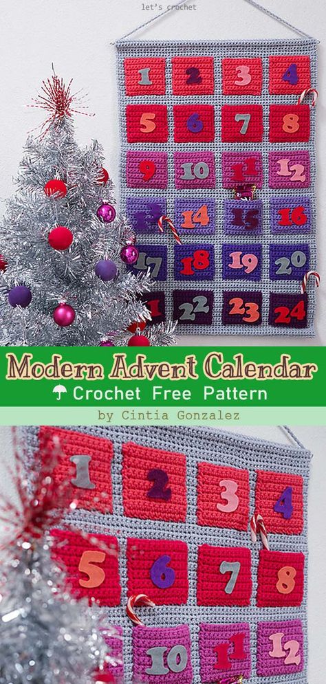 Knitted Advent Calendar Free Pattern, Advent Crochet Patterns, Advent Calendar Knitting Pattern, Free Crochet Advent Calendar Pattern, Knitted Advent Calendar, Crochet Christmas Advent Calendar, Crochet Advent Calendar Free Pattern, Capricorn Crochet, Crochet Calendar