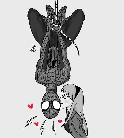 Submit your amazing #SpiderMan fan art and yours could be featured too! http://theamazingspiderman.tumblr.com/ Spiderman Family, Spiderman And Gwen, Spiderman And Spider Gwen, Kissing Drawing, Whatsapp Wallpapers Hd, Marvel Couples, Jane Watson, Spiderman Spider, Burn Book