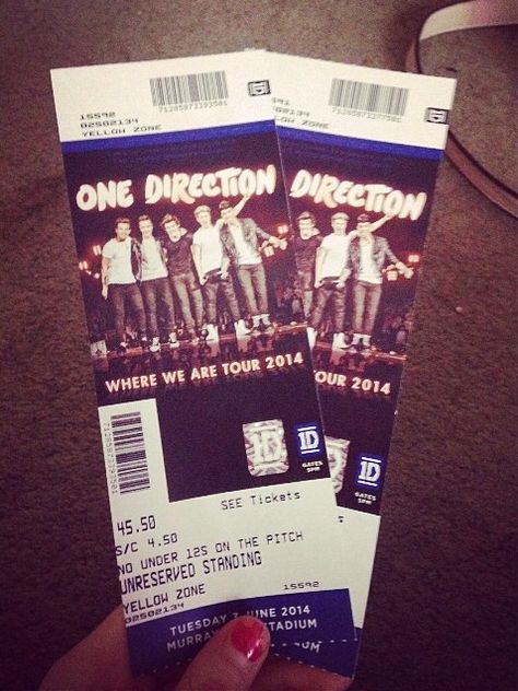 One direction wwa tour tickets!!! One Direction Concert Tickets, 2014 Nostalgia, One Direction Tickets, One Direction Room, One Direction 2014, Thorpe Park, Where We Are Tour, One Direction Concert, Tour Posters