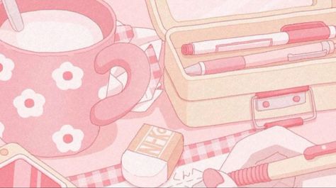 Pink Wallpaper Desktop, Pink Wallpaper Laptop, Cute Pink Background, Kawaii Background, Pink Laptop, Images Kawaii, Cute Laptop Wallpaper, Facebook Banner, Pink Coffee