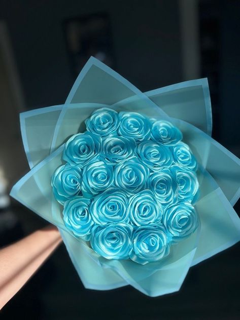 Eternal Flowers Bouquets, Tattoo Ideas Roses, Eternal Bouquet Ideas, Blue Roses Bouquet, Ribbon Rose Bouquets, Roses Bouquet Gift, Ribbon Flowers Bouquet, Diy Bouquet Wrap, Eternal Roses