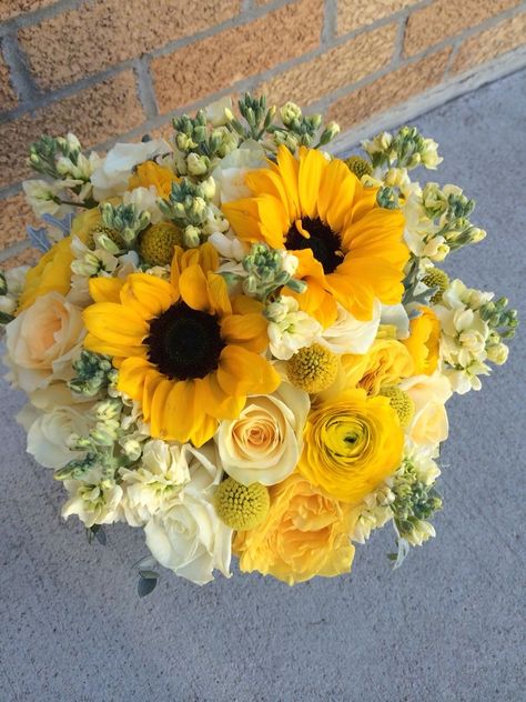 Sunflower And White Flower Bouquet, Unique Sunflower Bouquet, Wedding Bouquets Bride Unique, Sunflower And Yellow Rose Bouquet, Peonies Sunflower Bouquet, Sunflowers Bouquet Wedding, Bridal Sunflower Bouquet, Sunflowers Arrangements Floral Design, Sun Flower Wedding Bouquet