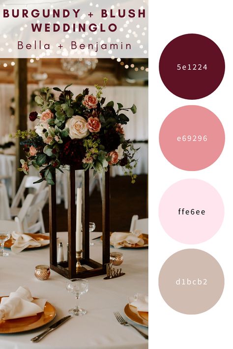 Burgundy Mauve Champagne Wedding, Marsala And Blush Wedding, Maroon And Blush Pink Wedding, Burgundy And Blush Wedding Decorations, Wine And Pink Wedding, Wine And Blush Wedding, Maroon And Blush Wedding, Wedding Tablescapes Round, Wine Inspired Wedding