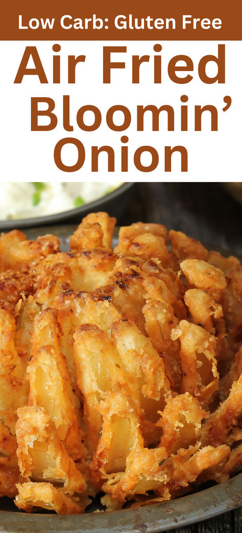 This Air Fried Blooming Onion recipe offers a delicious alternative to the traditional oil-fried version. With options in the recipe, you can easily make this tasty appetizer low-carb or gluten-free! Thing To Cook In Air Fryer, Easy Blooming Onion, Fried Blooming Onion Recipe, Healthy Blooming Onion, Outback Steakhouse Blooming Onion, Air Fryer Onion Blossom, Air Fry Onion Rings, Air Fry Blooming Onion, Tastefully Simple Onion Onion Copycat