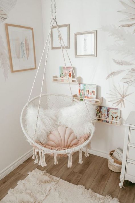 Swing Chair Bedroom, Bedroom Swing, Room Swing, Toddler Girl Room, Kids Bed, Preppy Room Decor, Girly Room, Preppy Room, Redecorate Bedroom