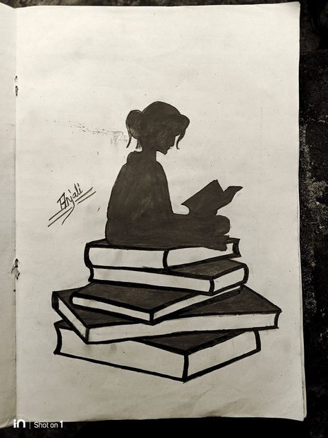 Simple Art Ideas Drawing Sketch, Person Studying Drawing, Drawing Ideas Books, Latina Aesthetic Art, Reading Sketch, Girly Art Illustrations Life, Face Art Drawing, Sketches Of Love, Person Drawing