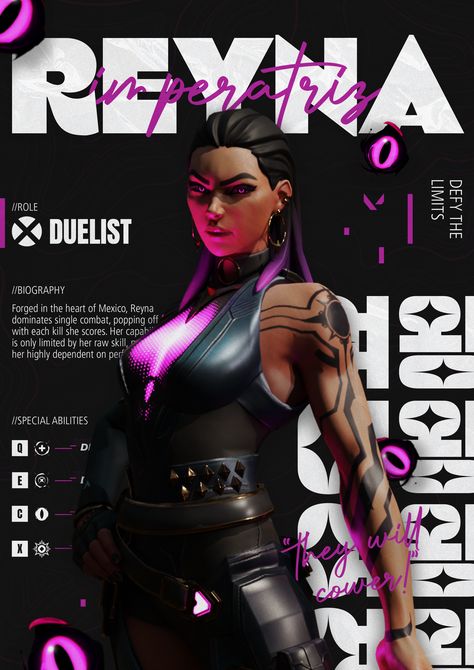 Valorant Poster Aesthetic, Valorant Tournament Poster, Valorant Tshirt Design, Valorant Poster Design, Reyna Drawing, Gaming Poster Design, Reyna Cosplay, Valorant Thumbnail, Neon Magazine