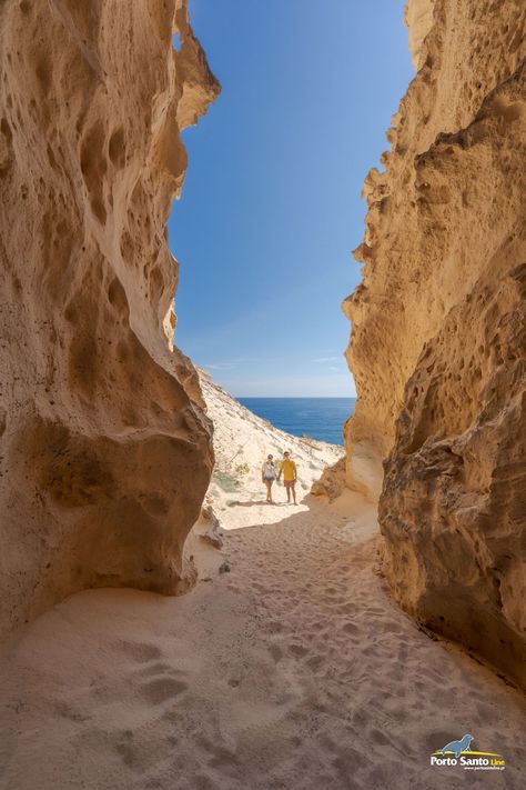 Many tourists have been looking for a new attraction in Porto Santo: the "Greta da D. Beja" in Ribeiro dos Burros, near Porto dos Frades. Once there you have the opportunity to see the beauty of the huge cliffs and small caves dug by the water and the wind Hidden Treasures, Most Beautiful Places, Vacation Destinations, Beautiful Landscapes, The Wind, The Beauty, Travel Destinations, Beautiful Places, Places To Visit