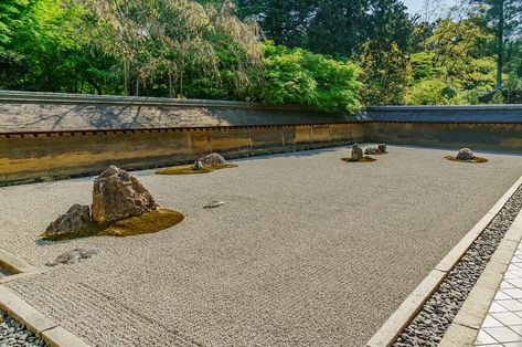 Ryoan-ji Temple Zen Garden Landscaping, Japanese Zen Garden Landscaping, Zen Garden Landscape, Japanese Garden Zen, Backyard Garden Landscaping, Gardening Tattoo, Garden Landscaping Design, Zen Garden Ideas, Gardening Drawing