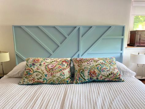 Diy Geometric Headboard, Diy Twin Headboard, Boy Headboard, Girls Headboard, Headboard Plan, Plywood Headboard, Diy Headboard Wooden, Geometric Headboard, Diy Bed Headboard