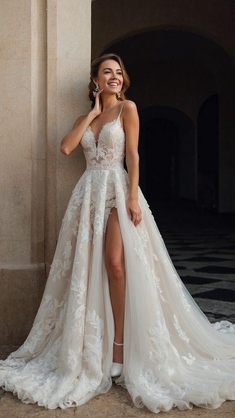 Explore dreamy wedding dress ideas that are romantic elegant vintage and fit for fairy tale princesses From romantic and classy to fairy tale fantasy find simple aesthetic designs with beautiful sleeves and veils Discover the perfect dress to make your wedding day truly magical Fairy Tale Wedding Dress Fantasy Gowns, Dreamy Wedding Dress Romantic Elegant, Whimsical Wedding Dress Fairies, Classy Elegant Wedding Dress Romantic, Fairytale Wedding Dress Princesses, Classy Elegant Wedding Dress, Unique Wedding Dresses Vintage, Wedding Dresses Elegant Classy, Dresses Fantasy Gowns