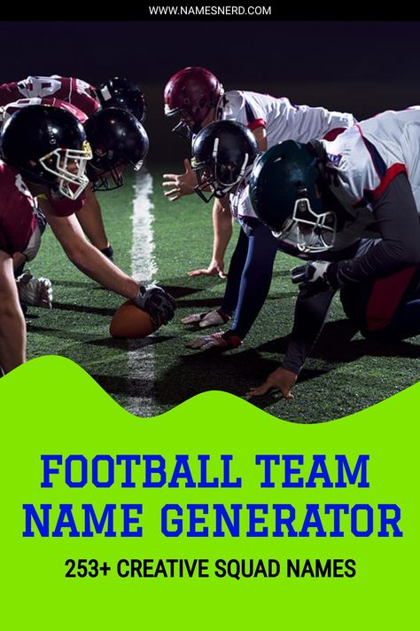 This football team name generator creates perfect names for your fantasy or rec league team. It has funny, cool, and tough name options. Fantasy League Names, Fantasy Football Team Names, Fantasy Team Names, Fantasy Football League Names, Fantasy Football Names, Football Team Names, Football Names, Grandma Names, Fantasy League