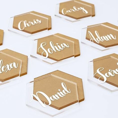 Amazon.com: JINMURY 25 PCS Clear Acrylic Place Cards for Wedding- DIY Hexagon Blanks 1/8 Inch (3mm) Thick for Name Place Cards Seating Cards Acrylic Name Plates Escort Cards for Wedding Party Reception : Home & Kitchen Wedding Party Reception, Laser Cut Machine, Acrylic Place Cards, Cards For Wedding, Personalized Place Cards, Party Seating, Party Reception, Name Place Cards, Name Plates