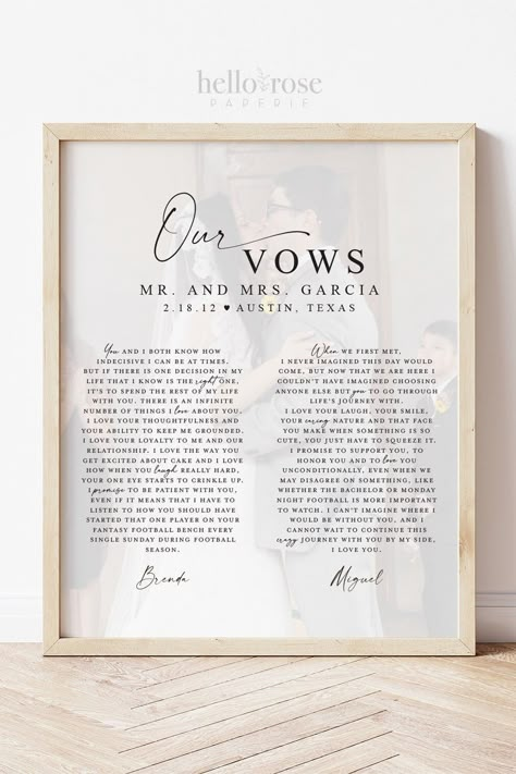 Our Vows Framed, Vow Pictures Frame, Vows Keepsake Ideas, Vow Wall Art, Wedding Vow Keepsake Ideas, Wedding Vows Keepsake Ideas, Wedding Vow Keepsake, Wedding Vows Wall Art, Wedding Vow Frame Ideas