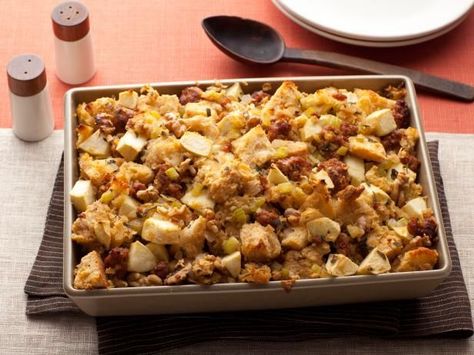 Get Sausage, Apple, and Walnut Stuffing Recipe from Food Network Walnut Stuffing, Stuffing Ideas, Thanksgiving Diner, Sausage Stuffing Recipe, Turkey Dressing, Fall Feast, Simply Food, Thanksgiving Meals, Fall Meals