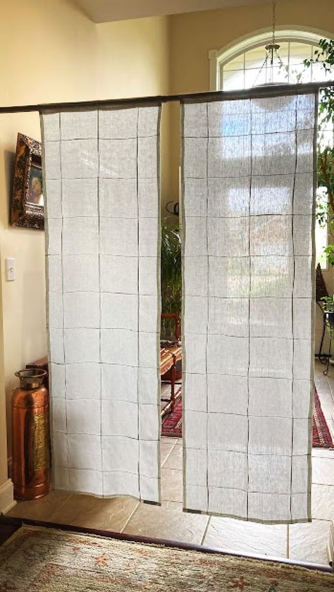 Your Basic Premium Linen Curtain Panels Simple Geometric Squares Perfect Room Divider - Etsy Fabric Partition Room Dividers, Linen Room Divider, Curtain Space Divider, Linen Curtain Room Divider, Aesthetic Room Divider, Japanese Boho Interior, Privacy Curtain Ideas, Divider Curtain Ideas, Room Divider Curtain Ideas