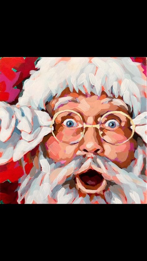 Ali Kay, Santa Paintings, Christmas Canvas Art, Santa Art, Christmas Paintings On Canvas, Santa Pictures, Christmas Artwork, Vintage Christmas Images, Holiday Painting