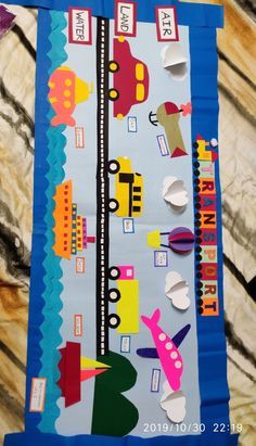 Transportation Board Preschool, Transport Board Ideas Classroom Displays, Transportation Theme Preschool Decoration, Transport Decoration Ideas, Transport Bulletin Board Ideas, Evs Projects For Class 2, Evs Project Ideas For Class 2, Transport Display Board, Transportation Model For School