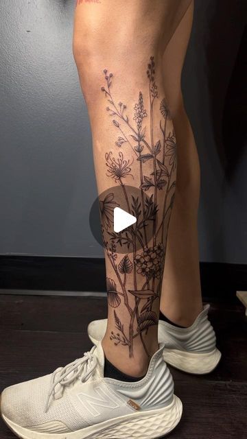 Yesenia Gonzalez on Instagram: "Custom Wildflowers for @kaylaa.zuniga 💐💕☺️ Thank you for choosing me & trusting me with your leg sleeve! Can’t wait to finish it up 🫶🏻 Done at @ritualtattoo_htx 📍 Using: @kwadron @cannainkd @bishoprotary @inkeeze @dynamiccolor • • • • • • #floral #floralsleeve #floraltattoo #floraltattoos ##floraltattoodesign #wildflowers #wildflowertattoo #legsleevetattoo #legsleeve #girltattoos #girlytattoo #baddietattoos #tattooideas #tattooinspo #girltattooartist #houston #houstontx #houstontexas #houstontattooartist #houstontattoos #houstonfineline #houstonfinelinetattoo #fyp #cannainkdfoamsoap #kwadron #bishoprotary #inkeeze" Wildflower Leg Sleeve, Wild Flower Leg Tattoos Women, Floral Shin Tattoos For Women, Wildflower Leg Sleeve Tattoo, Fine Line Tattoo Leg, Nature Leg Sleeve, Leg Flower Tattoo, Wildflower Leg Tattoo, Floral Leg Sleeve Tattoo