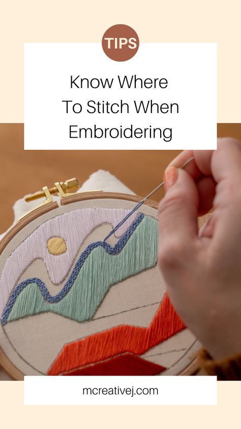 Try this simple embroidery tip to know where to stitch for exact hand embroidery stitches. Couching Stitch Embroidery, Embroidery Fill Stitches, Couching Stitch, Visible Mending, Simple Embroidery, Create Words, Hand Embroidery Stitches, Hoop Art, Punch Needle