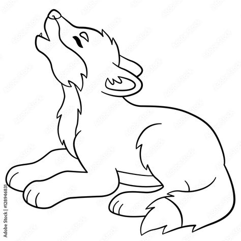 Coloring pages. Little cute baby wolf howls. Stock Vector | Adobe Stock Wolf Drawing Easy, Wolf Coloring Pages, Wolf Clipart, Cartoon Wolf, Wolf Colors, Family Coloring Pages, Valentines Day Coloring Page, Baby Wolf, Dog Coloring Page