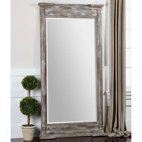 Uttermost Valcellina Ivory And Gray Wooden Leaner Mirror 07652 | Bellacor Uttermost Lamps, Uttermost Mirrors, Leaner Mirror, Large Wall Mirror, Wood Wall Mirror, Wood Cover, Wooden Mirror, Wood Mirror, Mirrors Wayfair