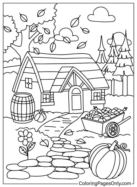 Aesthetic Colouring Pages Printable, Kids Colouring Printables, B6 Planner, Fall Leaves Coloring Pages, Beautiful Natural Scenery, Fall Coloring Sheets, Fall Drawings, Posca Pens, Fall Coloring