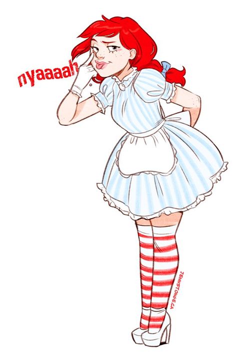 Wendys Wendy Cosplay Fast Food, Dti Outfit Inspo Fast Food Mascot, Wendy's Mascot Fanart, Wendy’s Fanart, Wendy Fanart Fast Food, Wendy's Costume Fast Food, Fast Food Mascot Fanart, Fast Food Mascot Dti Outfit, Wendy Dress To Impress