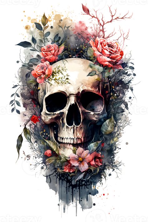 Oil Painting For Beginners, Art & Craft Kit, Skull Artwork, Skulls And Roses, Skull Wallpaper, Floral Skull, Flower Skull, Head Shots, Skull Tattoos