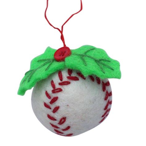 Baseball Felt Ornament - Global Groove (H) Baseball Ornaments, Going Going Gone, Handmade Felt Ornament, Glam Christmas Decor, Traditional Christmas Decorations, Country Christmas Decorations, Felt Ornament, Handmade Fair, Star Tree Topper