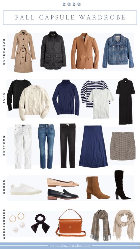 Classic Fall Capsule Wardrobe Guide | 2020 Fall Fashion Staples + Outfits Preppy Capsule Wardrobe Fall, Staples Outfits, Fall Outfit For Work, Brown Bag Outfit, Classic Clothing Style, Classic Fall Outfits, Outfit Staples, Classic Fall Style, Fall Fashion Staples