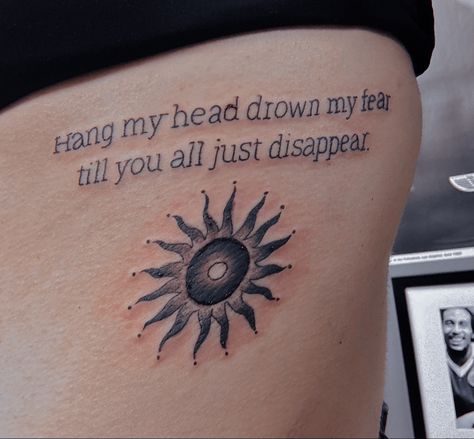 Black Hole Sun Tattoo Soundgarden, Black Hole Sun Tattoo, Soundgarden Tattoo, Would Alice In Chains, Sublime Tattoo, Fire Tattoos, Black Hole Tattoo, Chain Tattoo, Black Hole Sun