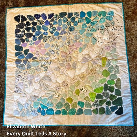 Every quilt tells a story. This is the story of making a sea glass quilt using raw edge applique, and making memories with my daughter and sisters. #artquilt #seaglassquilt Seaglass Quilt, Sea Glass Quilt, Beach Quilt, Raw Edge Applique, Aqua Fabric, Reverse Applique, Images And Words, Art Quilt, Quilting Ideas