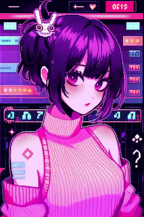 Hyperpop Anime Pfp, Pixel Pfp Aesthetic, Space Anime Pfp, Cyberpunk Anime Pfp, Lofi Pfp, Anime Girlies Cute, Vaporwave Pfp, Pixel Pfp, Vaporwave Anime