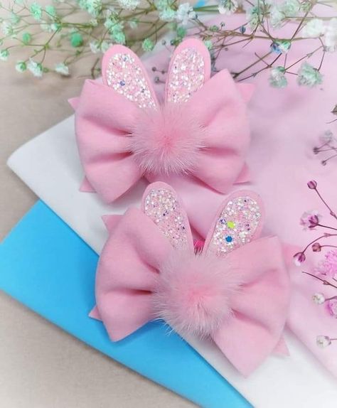 Diy Leather Bows, Hair Bows Diy Ribbon, Simpul Makrame, Felt Hair Accessories, Kids Easter Hairstyles, Girls Hair Bows Diy, Diy Hair Accessories Ribbon, Christmas Hair Accessories, Easter Bows