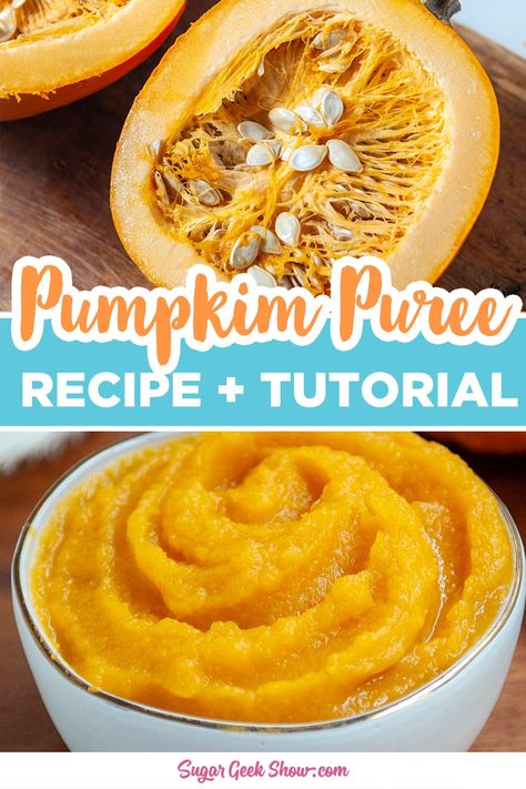 How to make your own homemade pumpkin puree at home. Use this delicious puree to make your favorite pumpkin recipe! Fresh Pumpkin Recipes, Make Pumpkin Puree, Pumpkin Puree Recipes, Fall Recipes Pumpkin, Frozen Pumpkin, Homemade Pumpkin Puree, How To Make Pumpkin, Garden Veggies, Roast Pumpkin