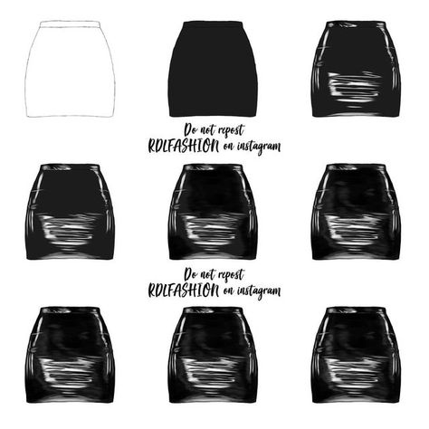 RDLFASHION on Instagram: "Recently I have been experimenting with shading different materials! To start, I tried out latex and demonstrated this by illustrating a black mini skirt 🖤 How To Shade Skirts Digitally, How To Draw Mini Skirt, Mini Skirt Sketch, Mini Skirt Drawing, Skirt Drawing, Clothing Reference, Different Materials, How To Shade, Fashion Figures