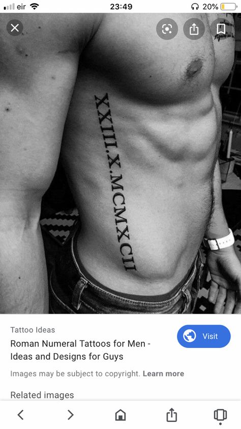 Roman Numeral Trap Tattoo, Side Tattoos Men Ribs Guys, Roman Numeral Rib Tattoo Men, Lats Tattoo Men, Roman Numeral Tattoo On Ribs, Rib Tattoo Roman Numeral, Under Arm Tattoo Men, Side Rib Tattoo Men, Rib Tattoos Men