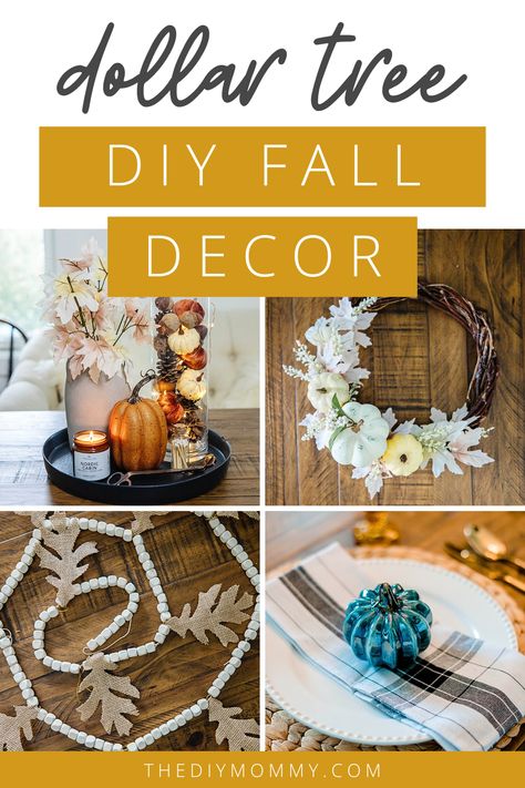 10 Dollar Tree DIY Fall Decor Ideas to Try in 2024 | The DIY Mommy Diy Dollar Tree Fall Decor, Dollar Tree Fall Decor, Dollar Store Fall Decor, Dollar Tree Fall Decor Diy, Diy Fall Decor Ideas, Diy Fall Decor, Burlap Pumpkins, Dollar Tree Pumpkins, Fall Decor Diy Crafts