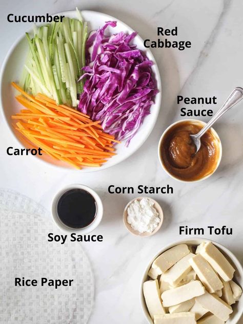 Spring Roll With Rice, Vegan Rice Paper Rolls Recipe, Rice Paper Rolls Low Calorie, Tofu Rolls Rice Paper, Vegan Rice Rolls, Rice Paper Lettuce Wraps, Veggie Wraps Rice Paper, Rice Paper Veggie Rolls, Pan Fried Rice Paper Rolls