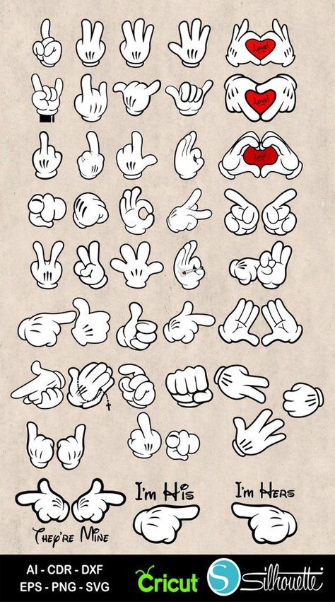 Gloves Drawing, Alphabet Graffiti, Shaka Sign, Gloved Hands, Mickey Hands, Hand Silhouette, Hand Clipart, White Sign, Cartoon Style Drawing